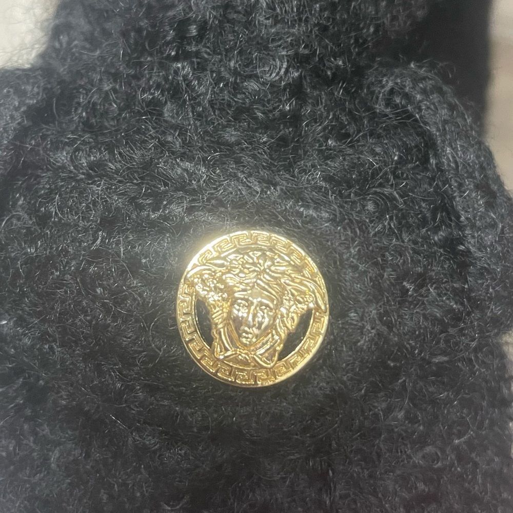 Versace Black Bouclé Wool Military Coat Gold Medusa Buttons. Size Small - Picture 6 of 6